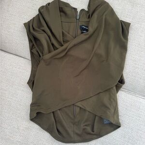 Karen Millen Olive Green Drape Front Blouse